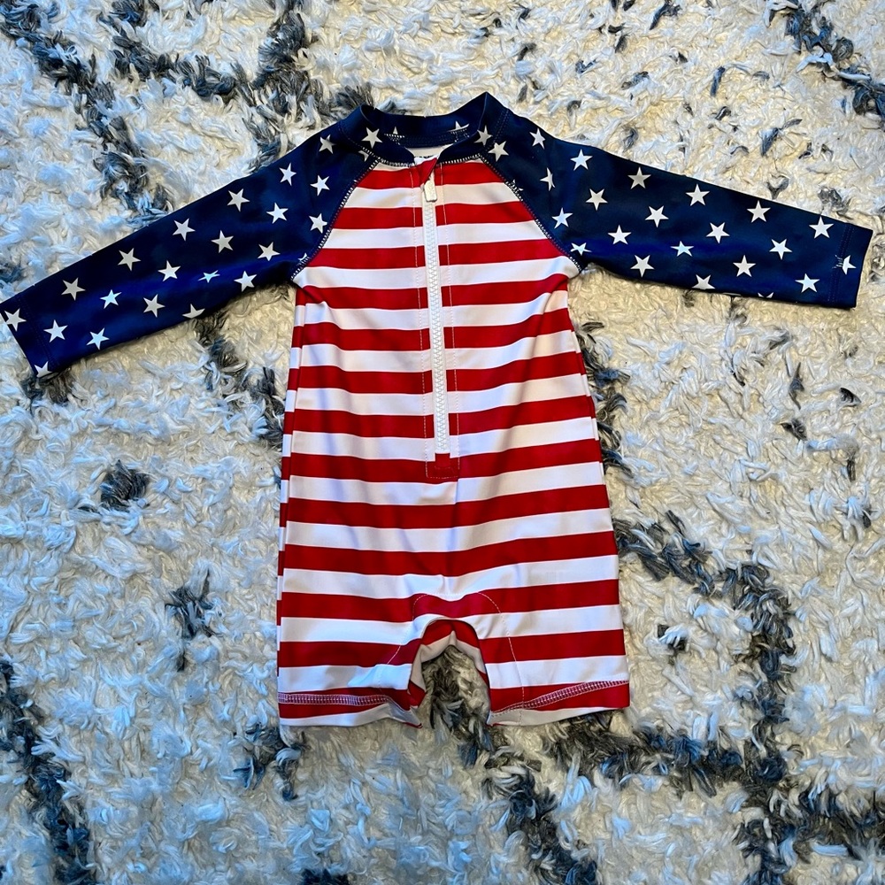 Old Navy Red and White Rashguard Swimwear